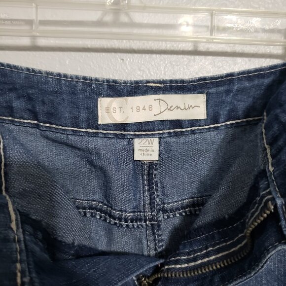 Denim Maxi Skirt 22W Plus Size Long Modest A-Line Straight Rhinestone Blue Jean - Picture 4 of 12